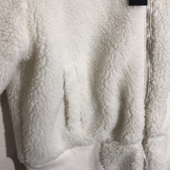 NWT White Jason Maxwell Zip Up Sherpa Teddy Jacket - Picture 4 of 6